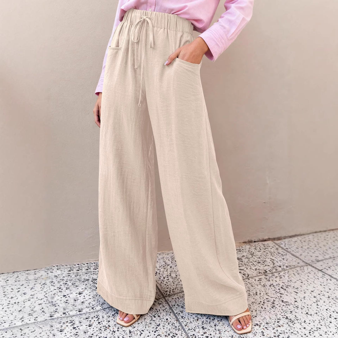 Damen Weit geschnittene Sommerhose mit elastischem Bund und frontalen Taschen R&B