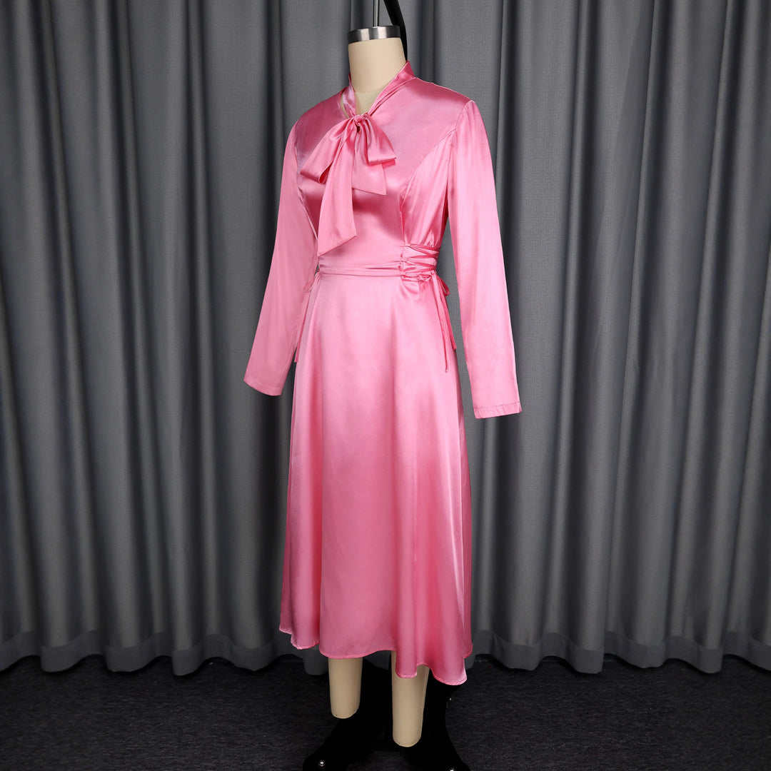 Damen Elegantes Midikleid mit Raffinierter Schleifenbindung R&B