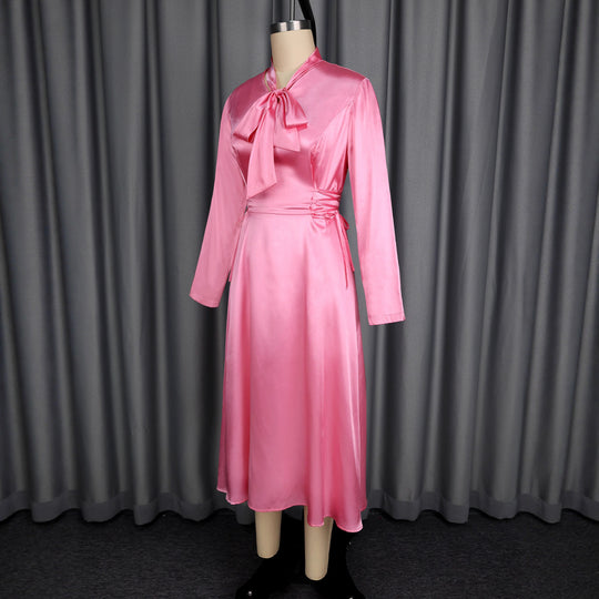 Damen Elegantes Midikleid mit Raffinierter Schleifenbindung R&B