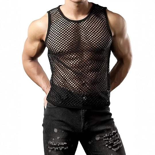 Herren Netz-Tanktop mit atmungsaktivem Design und elastischem Schnitt R&B