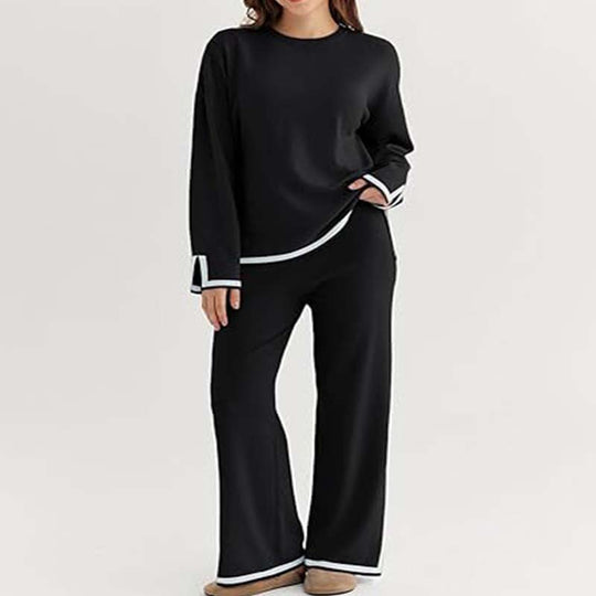 Damen modisches Lounge-Set mit weitem Schnitt und Kontrastbündchen R&B