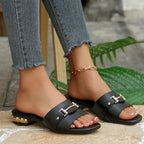 Damen modische Riemchen-Sandalen mit eleganter Schnallenverzierung R&B