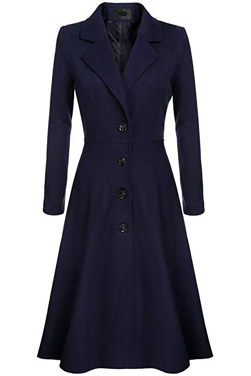 Damen eleganter Trenchcoat mit strukturiertem Fleece und kunstvollen Knopfdetails R&B