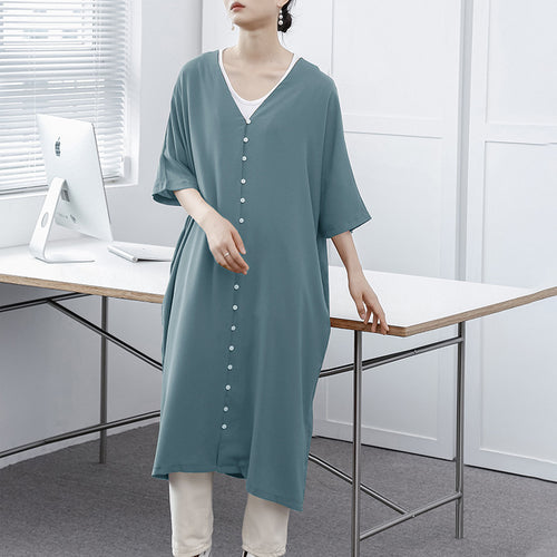 Frauen Langes Knopf-up Maxi Kleid R&B
