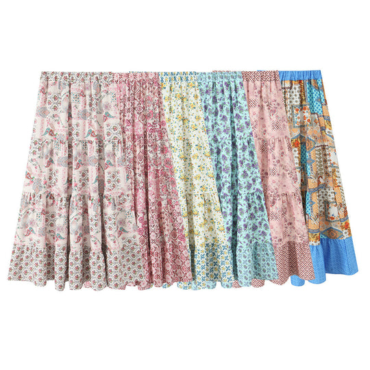 Damen Maxirock mit verspieltem Patchwork-Muster und voluminöser Silhouette R&B