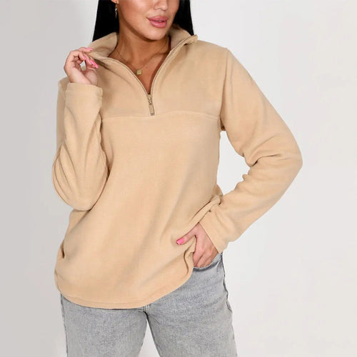 Damen Fleece-Pullover mit steigendem Kragen R&B