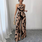 Damen Modischer Jumpsuit mit Spaghettiträgern und weitem Bein R&B