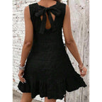 Damen lässiges Sommerkleid mit Rüschensaum und strukturiertem Stoff R&B
