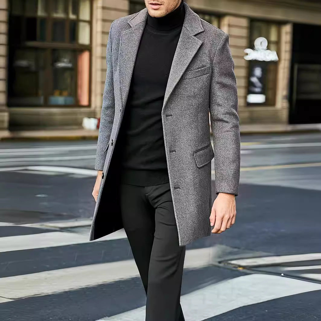 Herren eleganter Wollmantel im klassischen Schnitt R&B
