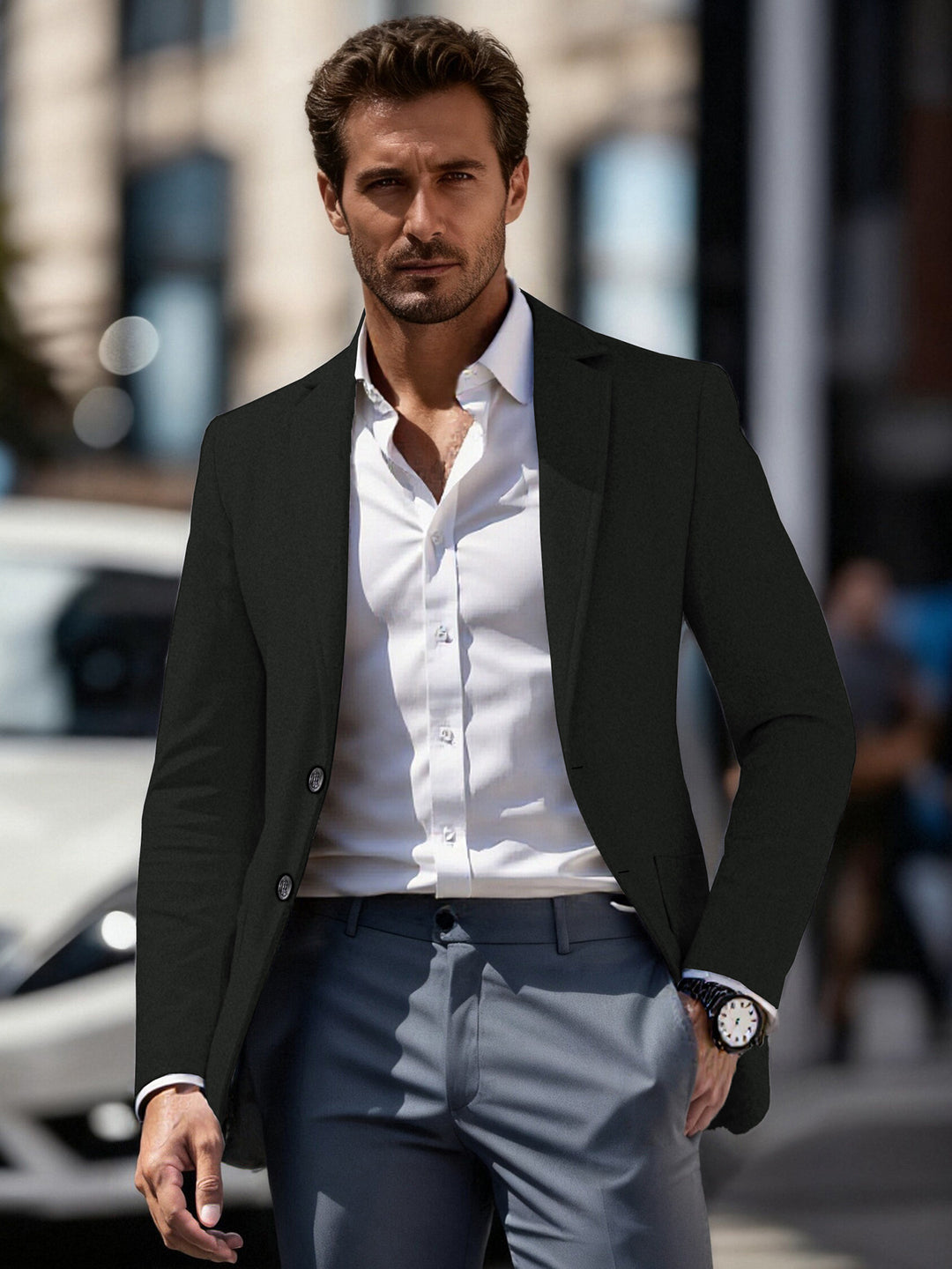Herren eleganter Business-Anzugblazer mit schmaler Passform R&B