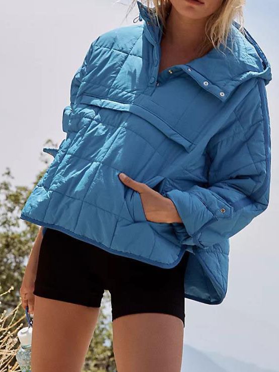 Damen lässige Steppjacke mit Kapuze und Eingrifftaschen R&B