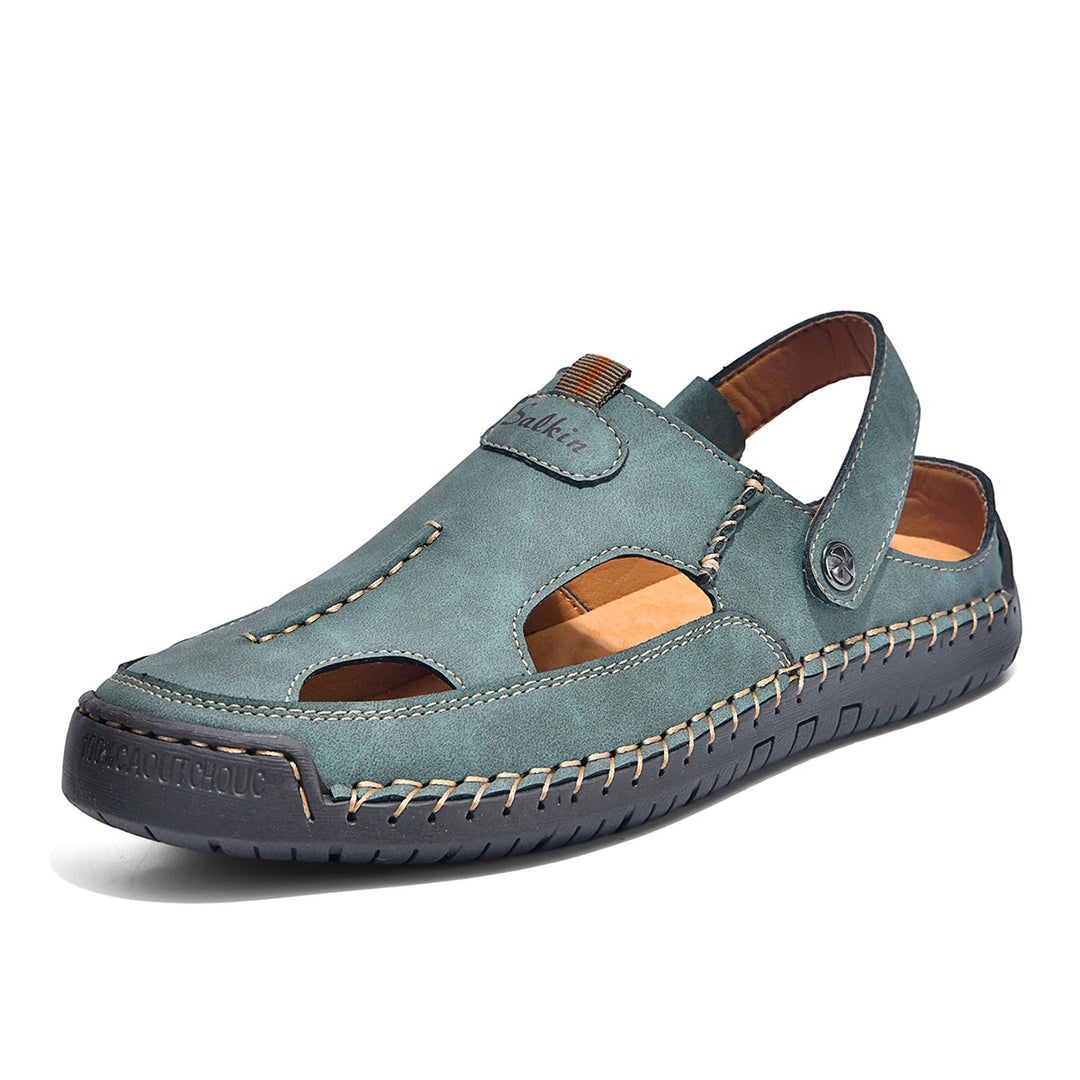 Herren luftige Leder-Sandalen mit verstellbarem Riemen R&B