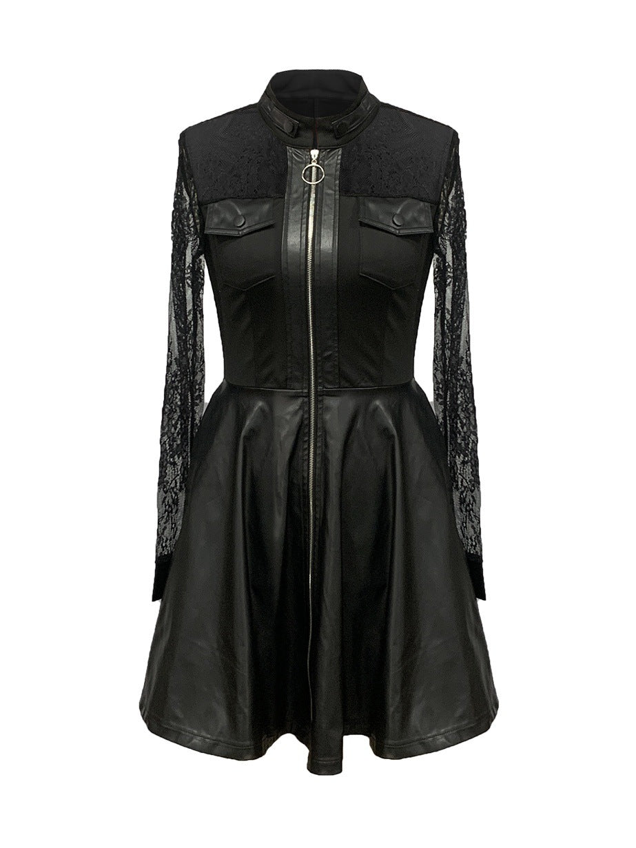 Damen Elegantes Kleid mit Spitzenärmeln und tailliertem Schnitt R&B