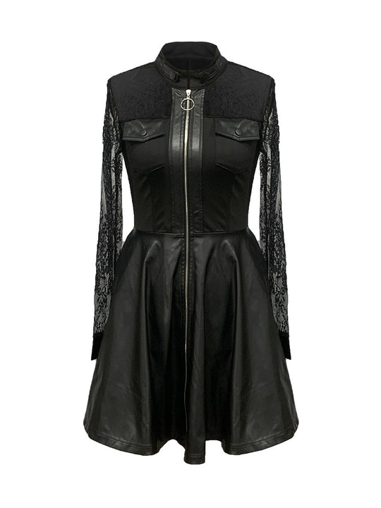 Damen Elegantes Kleid mit Spitzenärmeln und tailliertem Schnitt R&B