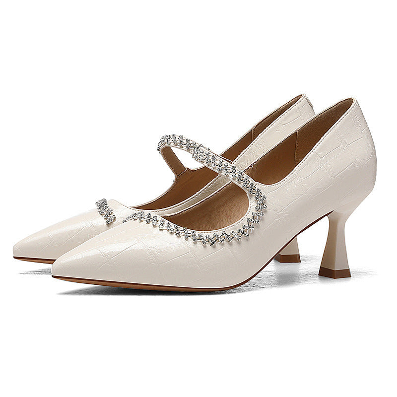 Damen elegante Slingback-Pumps mit funkelndem Schmuckdetail R&B