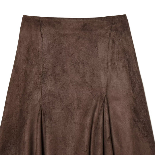 Damen A-linien Rock aus weichem Wildlederimitat mit elegantem Fall R&B