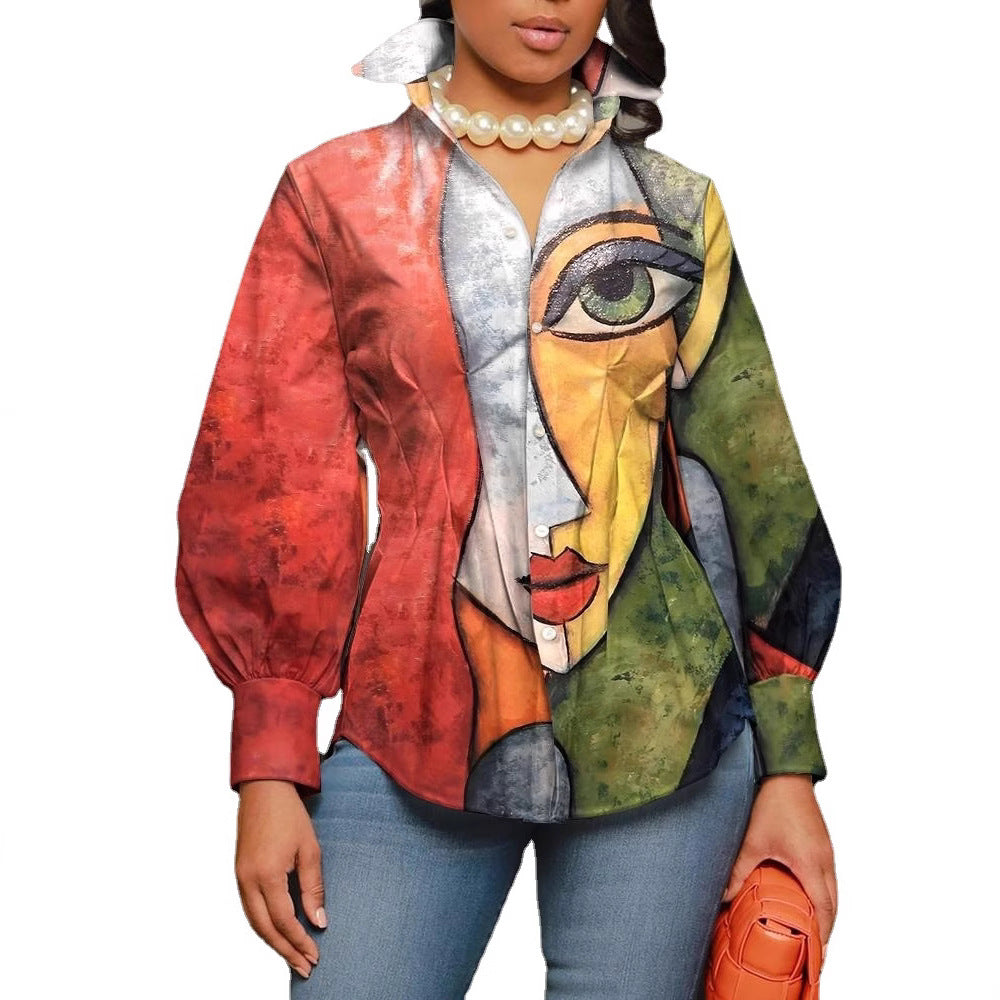 Damen modische Bluse mit geometrischem Design R&B