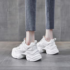 Damen modische Chunky Sneakers mit atmungsaktiver Oberflächenstruktur R&B