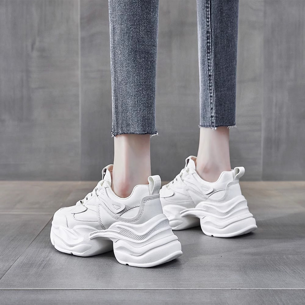 Damen modische Chunky Sneakers mit atmungsaktiver Oberflächenstruktur R&B