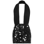 Damen Glamouröses Minikleid mit schimmerndem Paillettenrock R&B