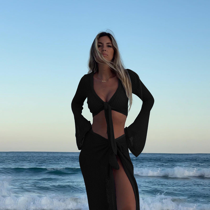 Damen luftiger Häkel-Strandkleid R&B
