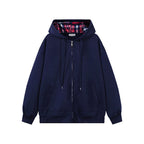 Damen Kapuzenjacke mit karierter Innenverkleidung und elegantem Reißverschluss
