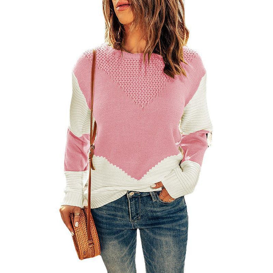 Damen modischer Strickpullover mit modernen Farbkombinationen und strukturierter Optik R&B