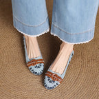 Damen Ballerina-Schuhe mit modischen Floral-Applikationen und eleganter Schnalle R&B