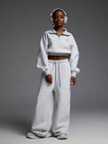 Damen lässiges und oversized Sweatset mit Reißverschluss