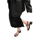 Damen elegante Riemchen-Sandalen mit goldenen Akzenten R&B