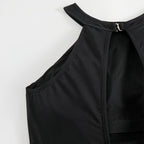 Damen Einteiler Badeanzug mit hohem Kragen und seitlichem Cut-Out
