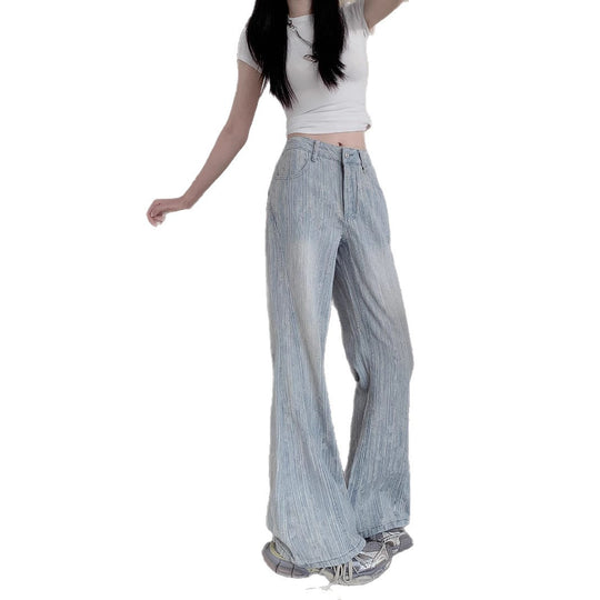 Damen Weite Jeans im lässigen Vintage-Stil mit einzigartigem Strukturdesign R&B