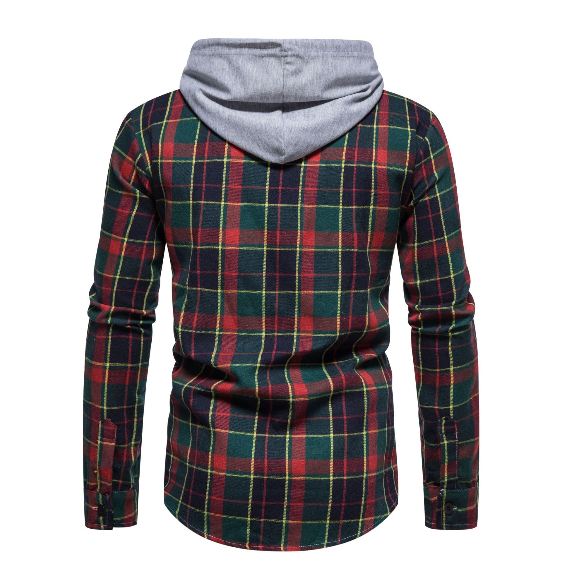 Herren Flanellhemd mit Kapuze und kariertem Design