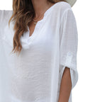 Damen legeres Strandkleid mit verschlusslosem V-Ausschnitt R&B