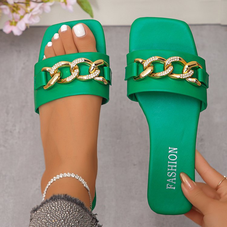 Damen Komfortable Sandalen mit funkelndem Kettenakzent