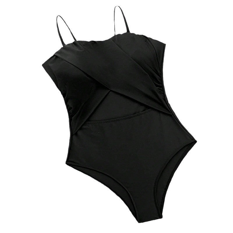 Damen Einteiliger Badeanzug mit modischem Wickel-Design R&B