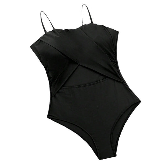 Damen Einteiliger Badeanzug mit modischem Wickel-Design R&B