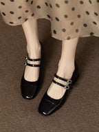 Damen Ballerina-Schuhe mit doppelt verstellbarem Riemchen und bequemer Sohle