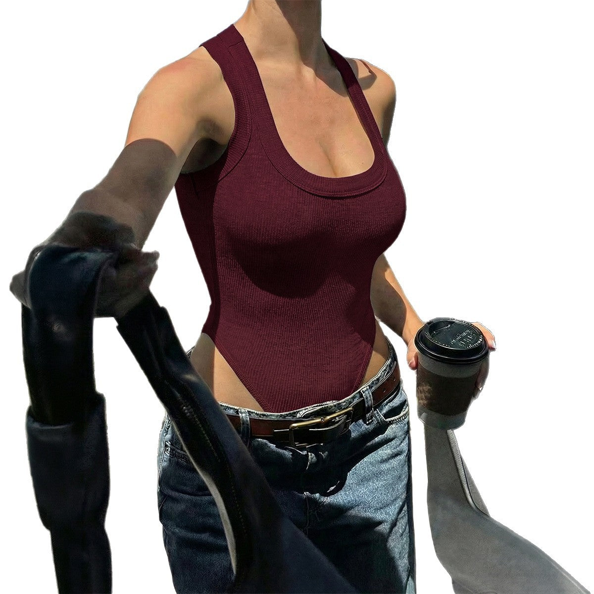 Damen Sportliches Trägershirt aus angenehmem Rippmaterial R&B