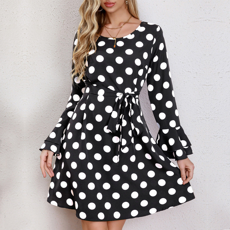 Damen Legeres Polka-Dot Kleid R&B