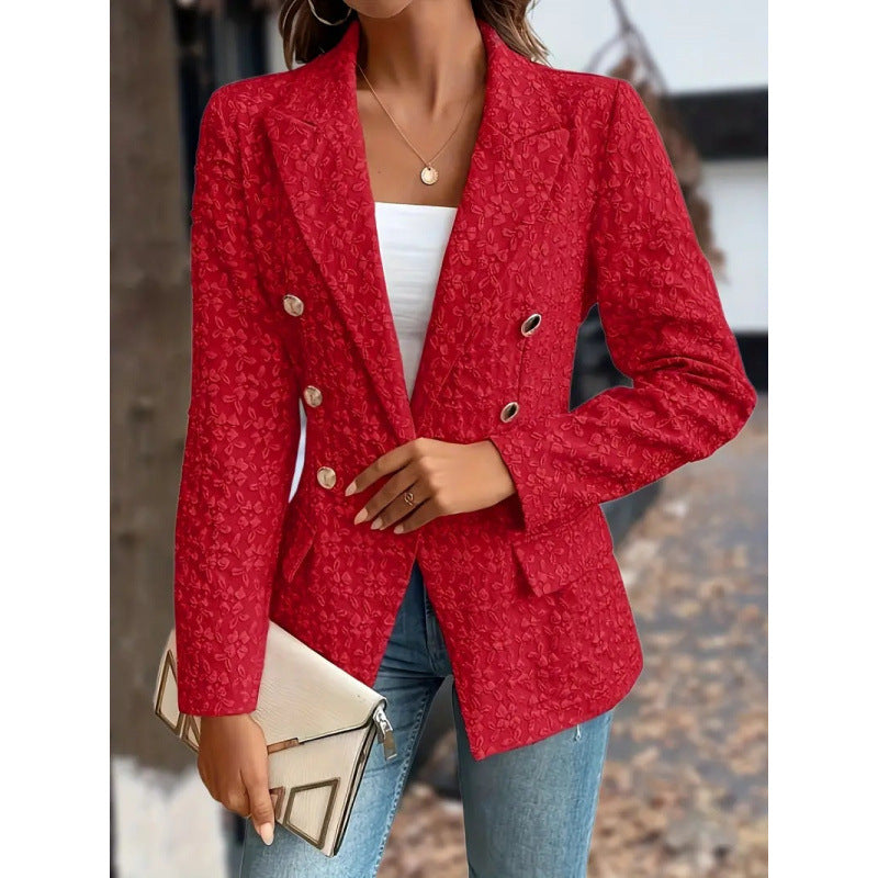 Damen Eleganter Blazer mit strukturiertem Muster und doppelter Knopfleiste R&B