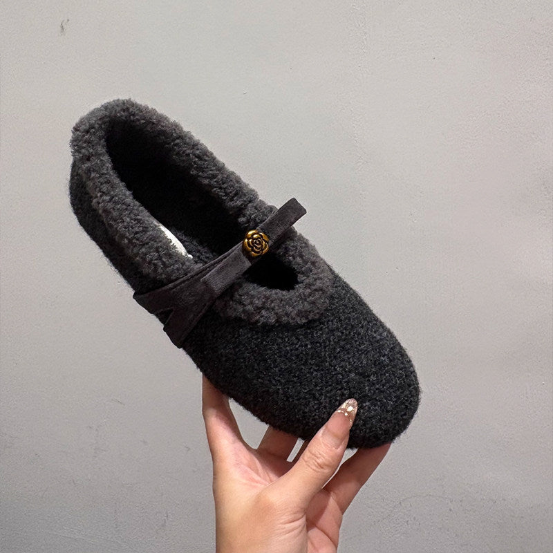 Damen Kuschel-Hausschuhe aus weichem Fleece mit dekorativem Riemchen R&B