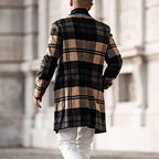 Herren eleganter Karomantel mit klassischem Schnitt und doppelter Knopfleiste R&B