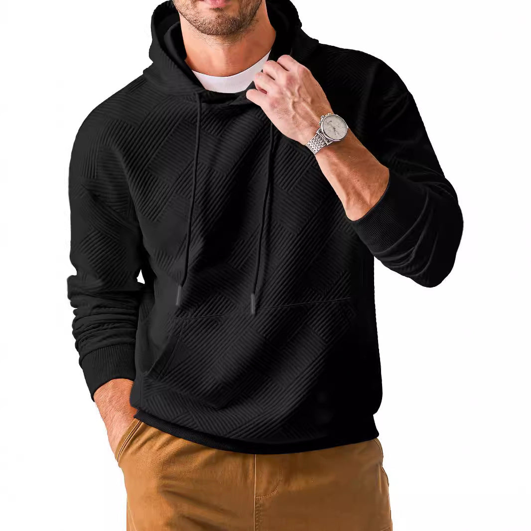 Herren Kapuzenpullover mit strukturiertem Design und praktischer Kängurutasche R&B