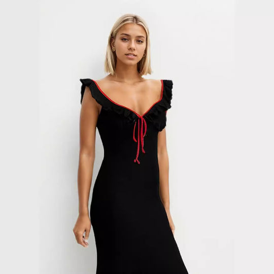Damen Fließendes Maxikleid mit Rüschendetails R&B