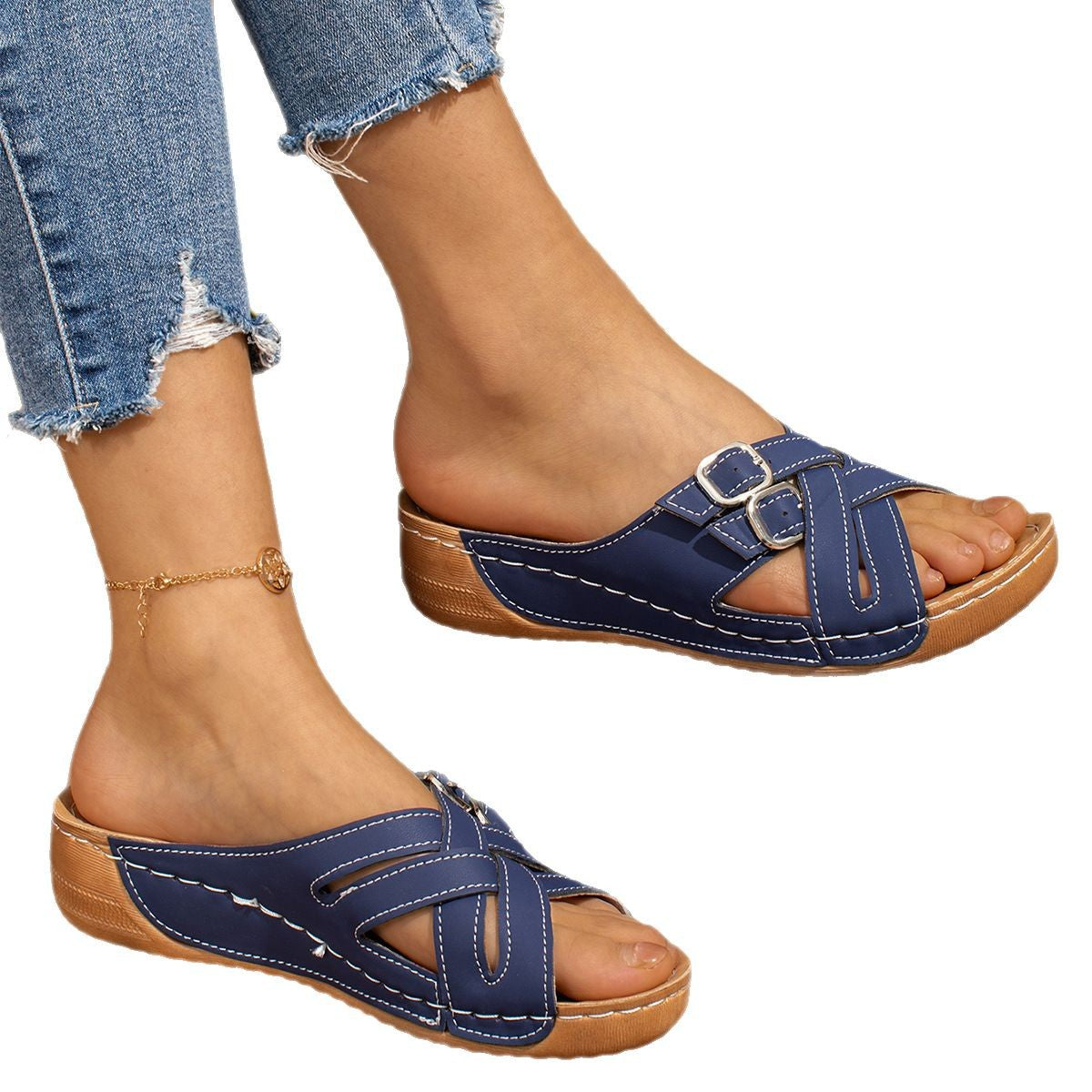 Damen Komfortable Cross-Strap Sandalen R&B