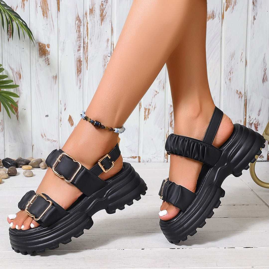 Damen Plattform Sandalen mit Riemen und Schnalle R&B