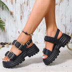 Damen Plattform Sandalen mit Riemen und Schnalle R&B