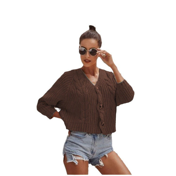 Damen Grobstrickjacke mit dekorativen Knöpfen und lässigem Schnitt R&B