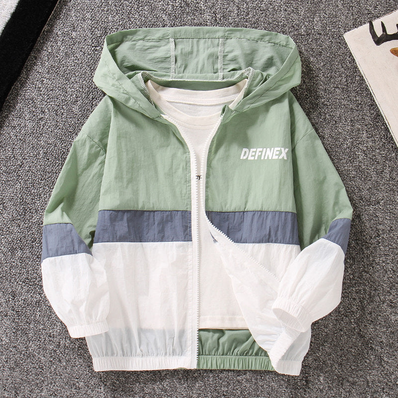 Unisex nan leichte Windbreaker Jacke mit Kapuze und Farbblock-Design wasserabweisend atmungsaktiv R&B